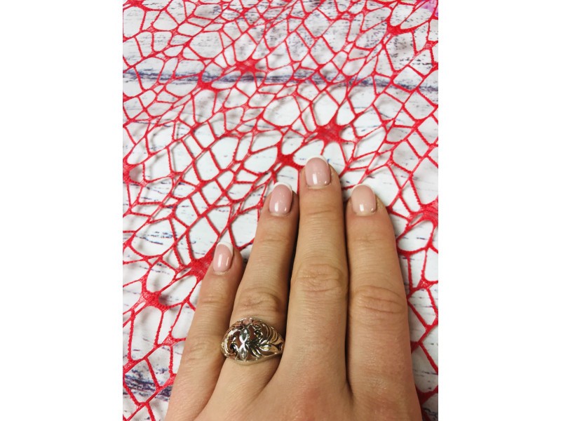 925 Sterling Silver Gold Plated Inserts Ring Size 6.5