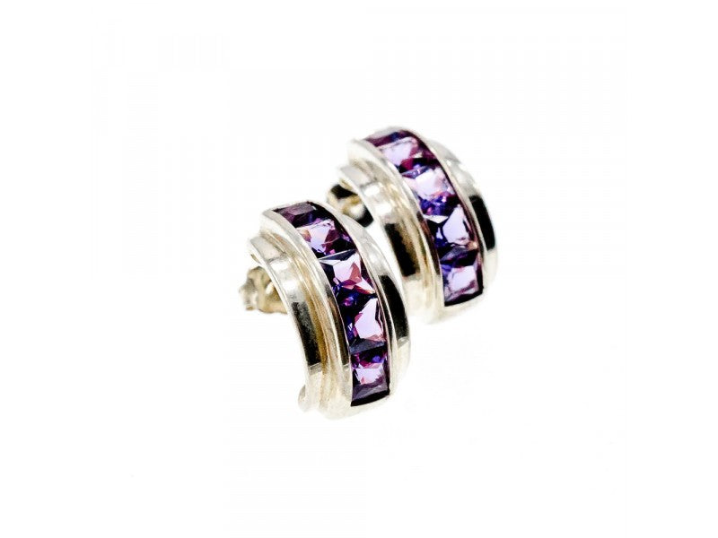 925 Sterling Silver Purple Tourmaline Stud Earrings