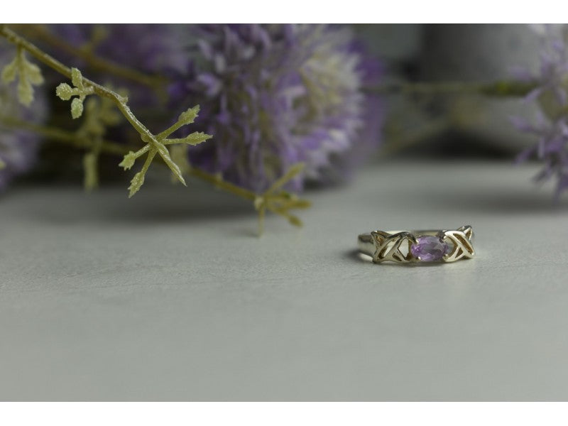 925 Sterling Silver Purple Tourmaline Ring Size 6.5