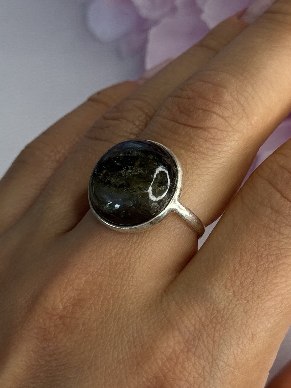 Vintage 925 Sterling Silver Labradorite Ring Size 7
