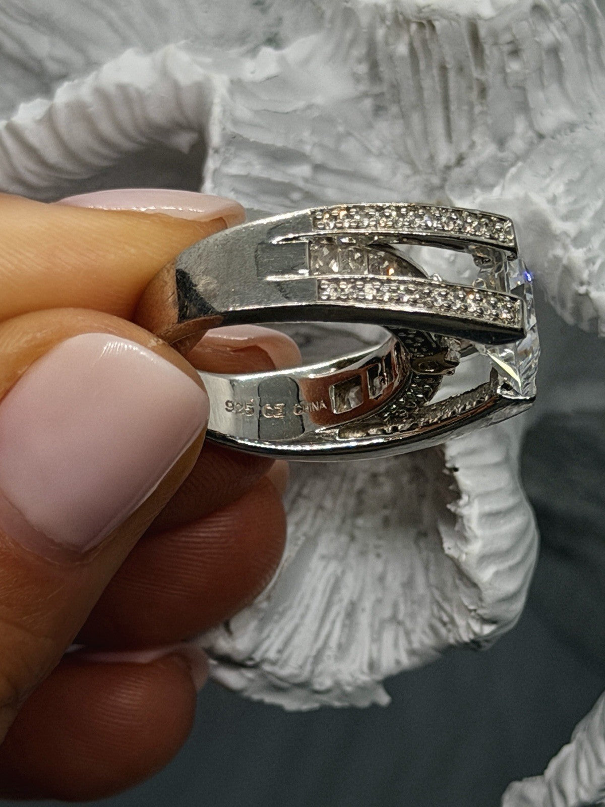 Verragio 925 Sterling Silver Princess Cut Cz Ring Size 6