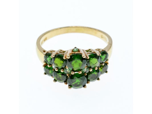 925 Sterling Silver Gold Plated Chrysolites Ring Size 11.5