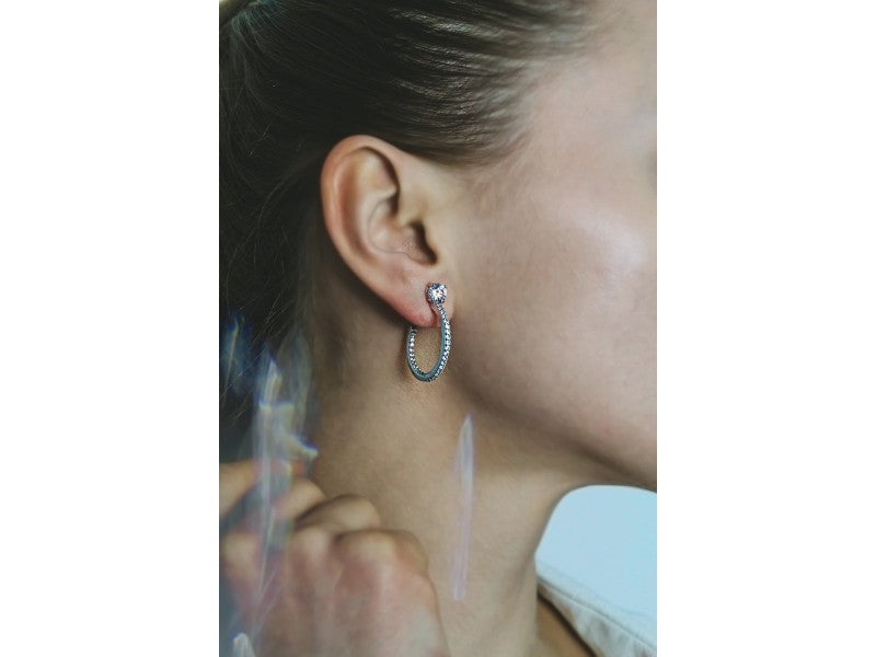 925 Sterling Silver CZ "Harmony" Hoop Earrings
