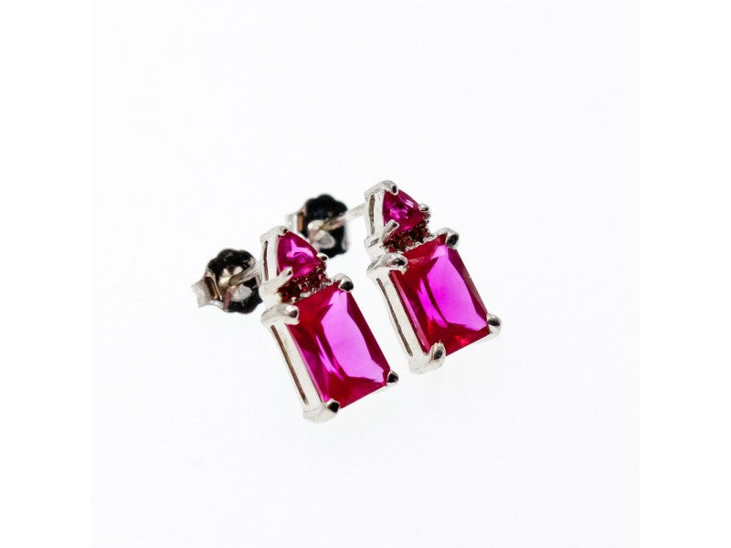 925 Sterling Silver Pink Topaz Stud Earrings
