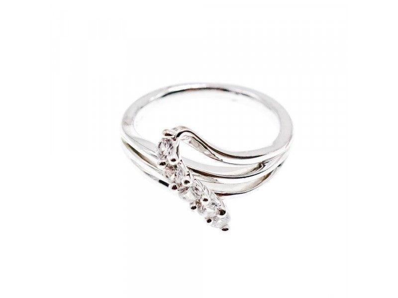 925 Sterling Silver White Topaz Ring Size 7