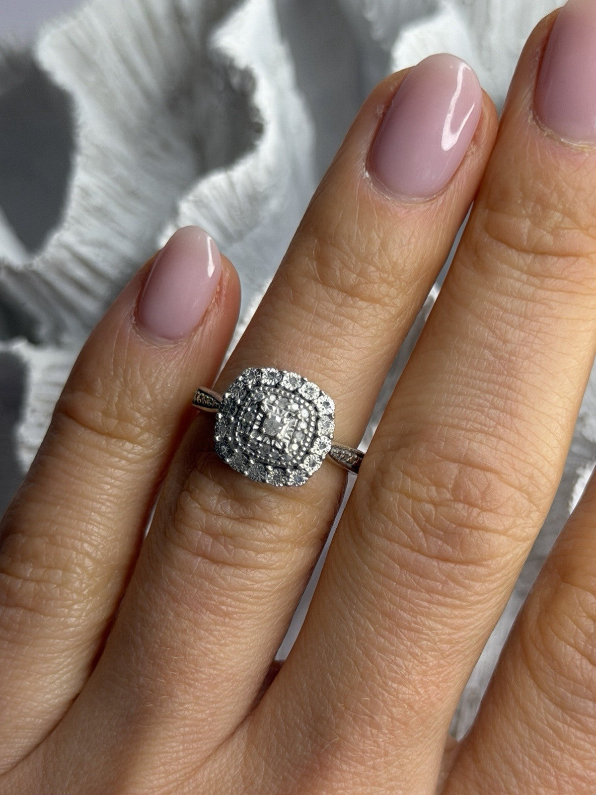 925 Sterling Silver White Topaz Ring Size 5