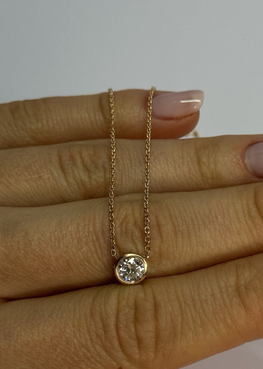 14K YELLOW GOLD DIAMOND 0.46 CARAT NECKLACE LENGTH 18 INCH