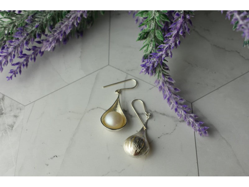 925 Sterling Silver Pearls Earrings Italy