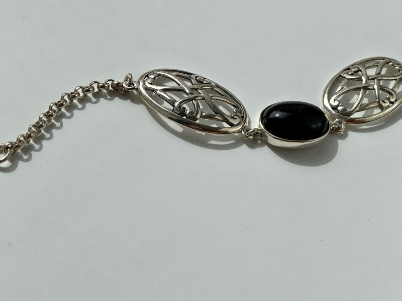 Vintage 925 Sterling Silver Black Onyx Necklace