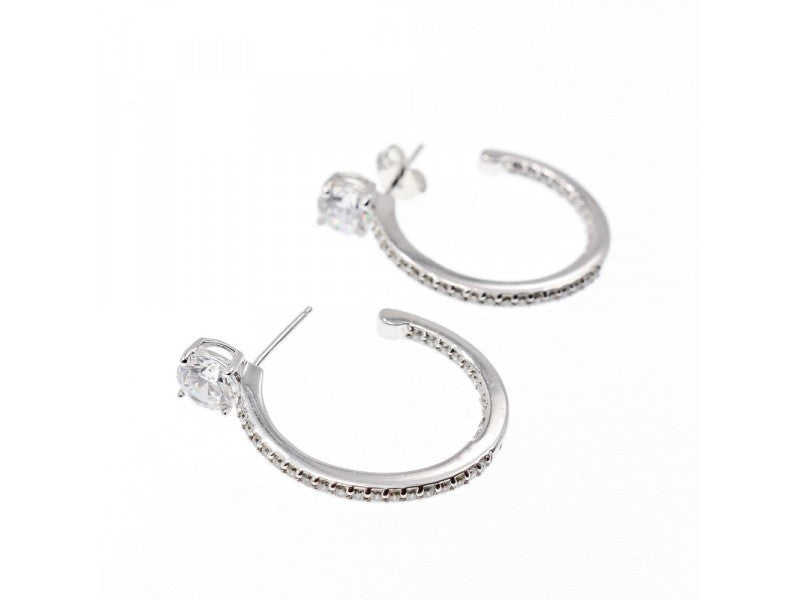 925 Sterling Silver CZ "Harmony" Hoop Earrings