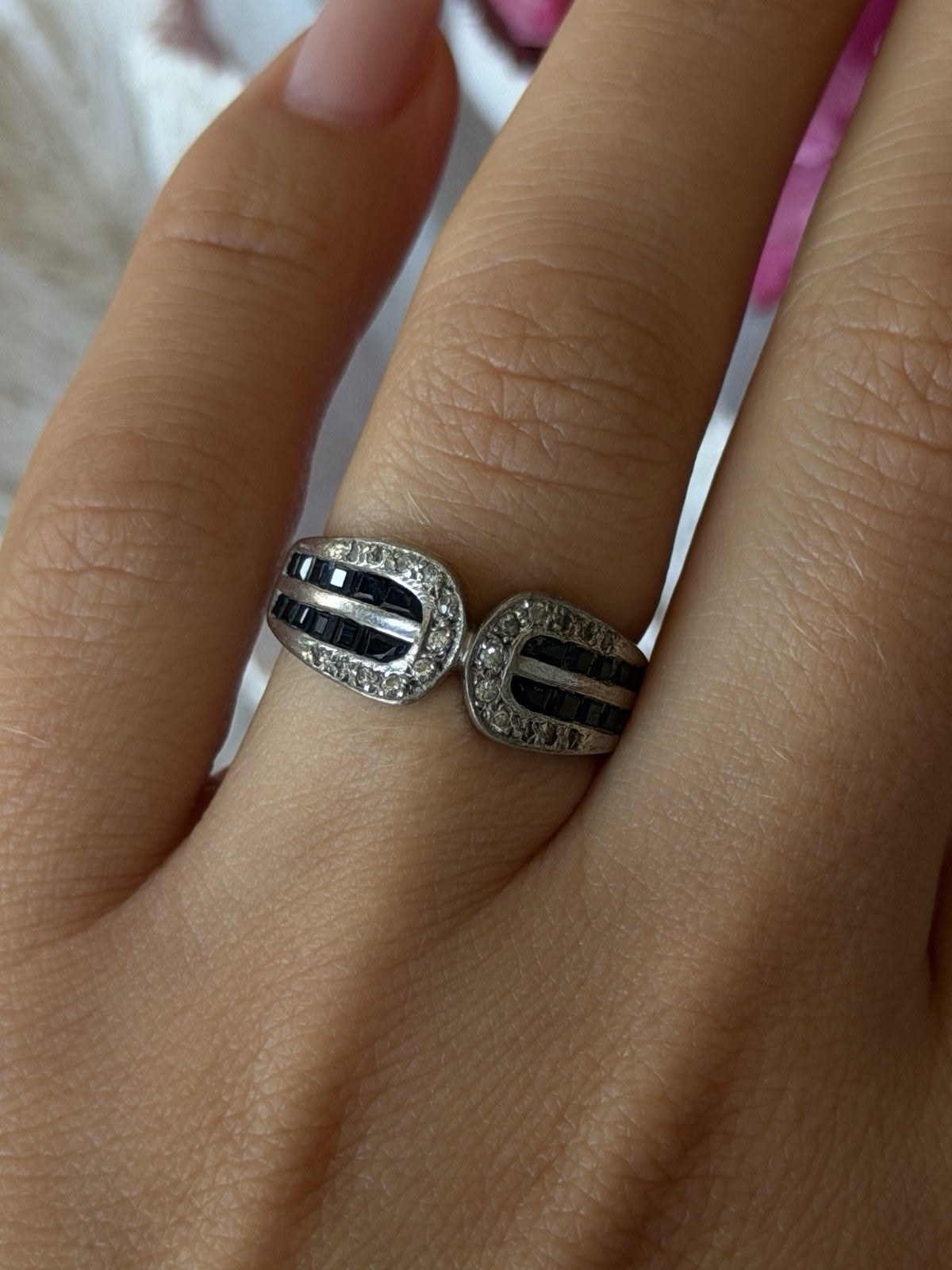 Vintage 925 Sterling Silver Sapphire & Beryl Ring Size 7