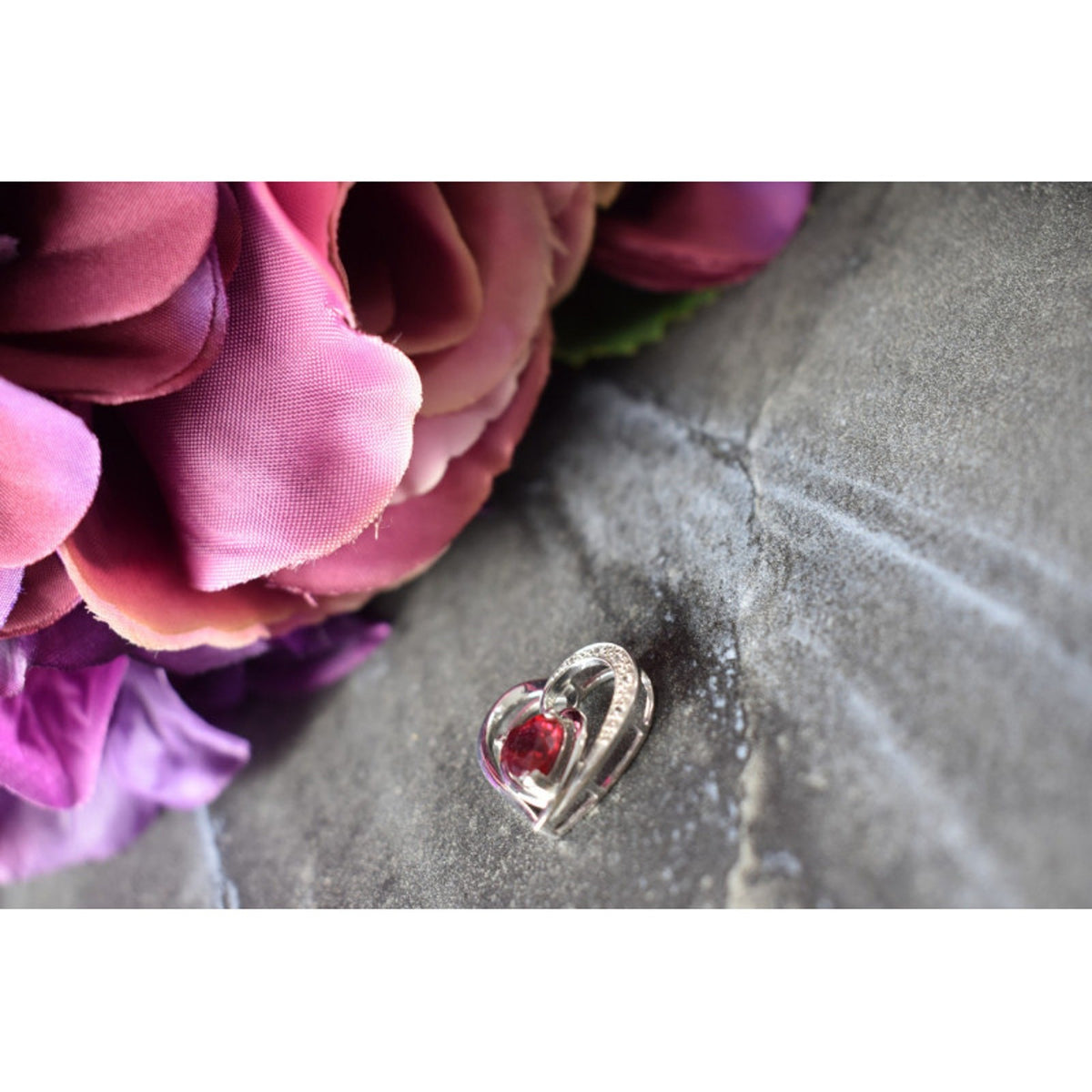925 Sterling Silver Spinel & CZ "Heart" Pendant