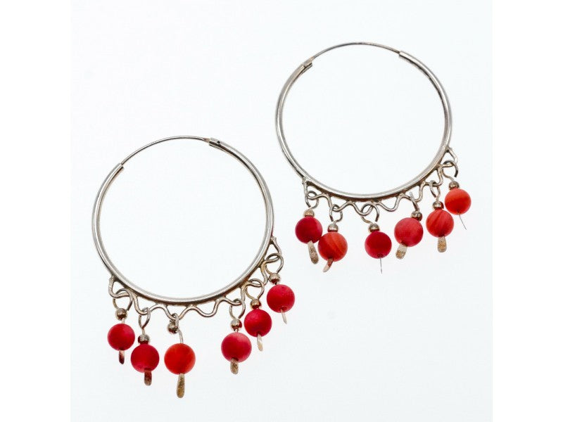 Vintage 925 Sterling Silver "East" Agate Earrings