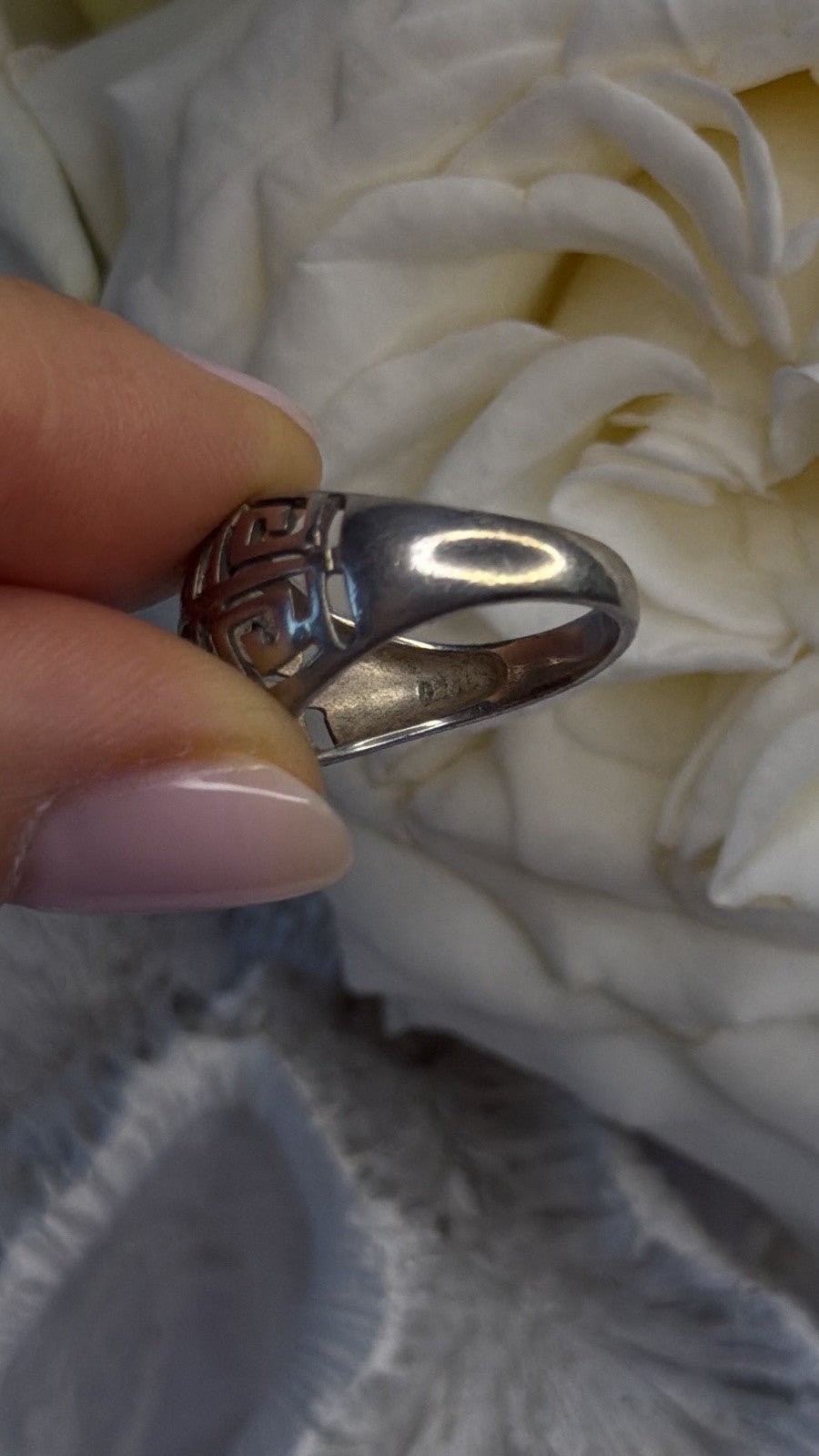 Greek Key 925 Sterling Silver Tribal Pattern Ring Size 6