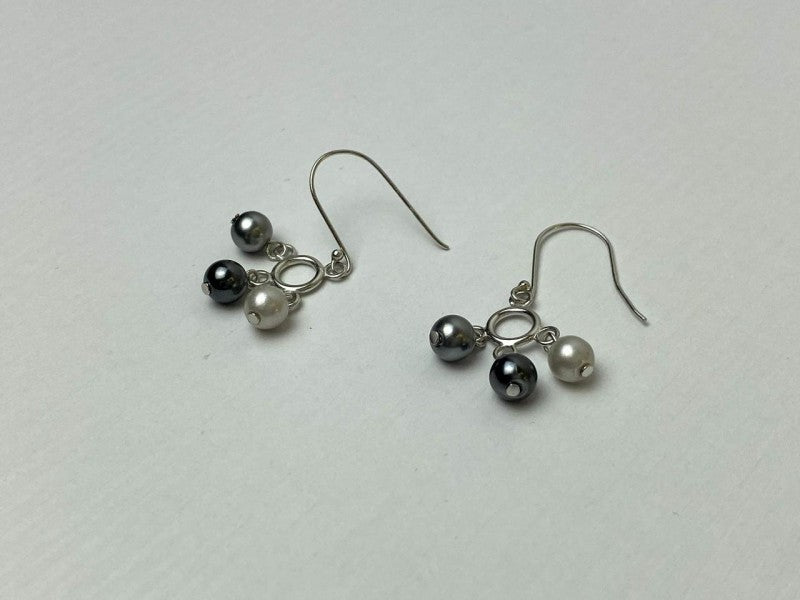 925 Sterling Silver Pearls Dangle Earrings Italy