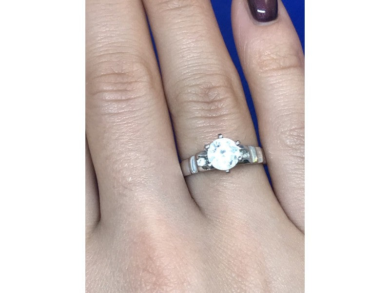 Engagement Ring with 10K white gold plated Size 6.5