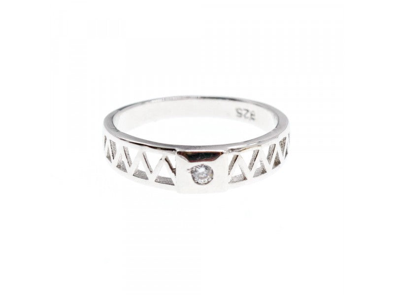 925 Sterling Silver CZ Band Ring Size 8