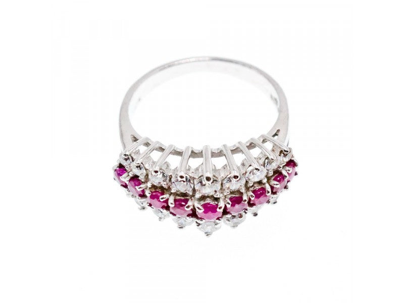 925 Sterling Silver Pink Spinel & CZ Ring Size 9.25