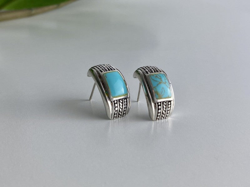 Vintage 925 Sterling Silver Turquoise Earrings