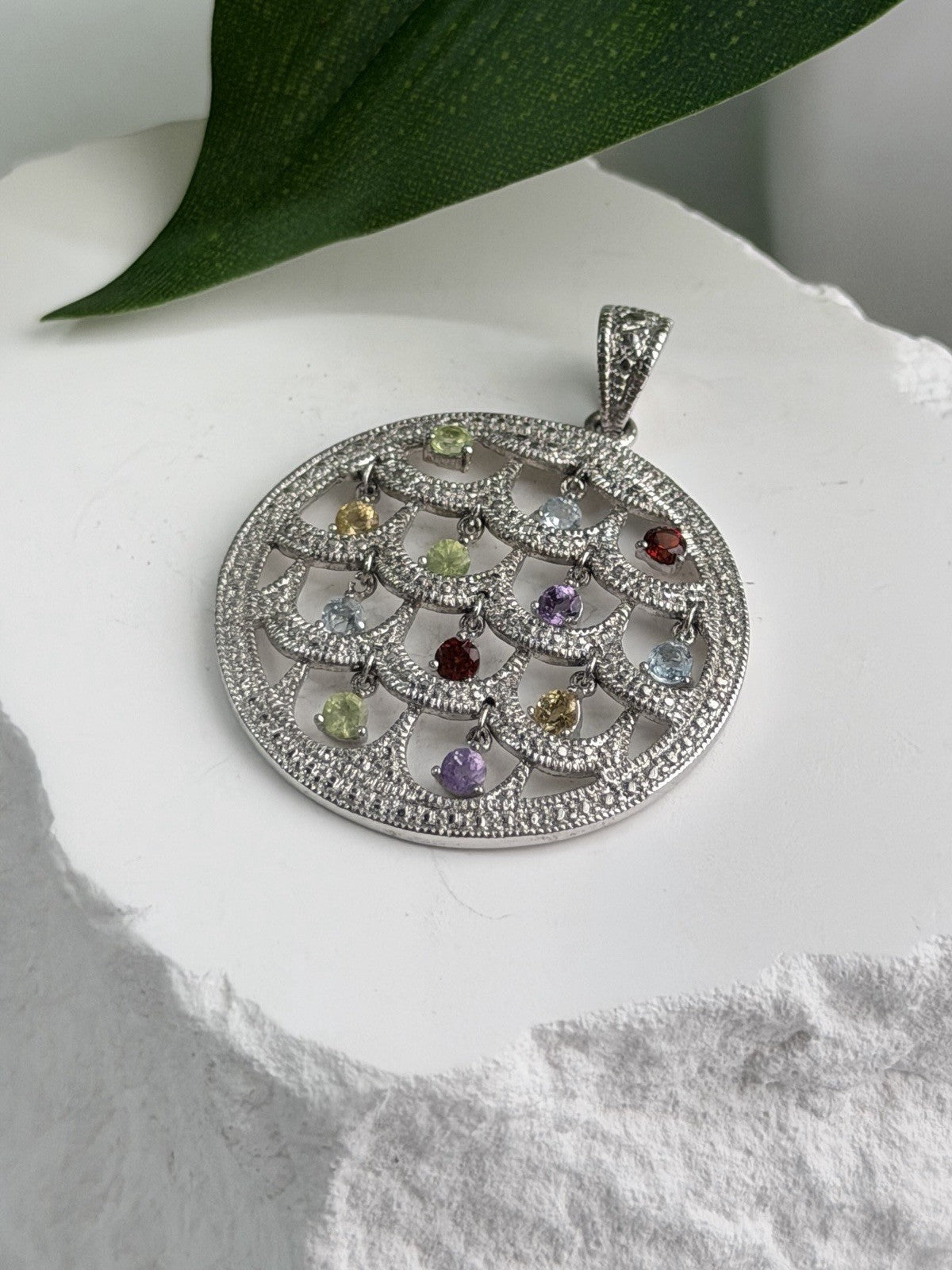 Beautiful 925 Sterling Silver Multi Color Spinel Pendant