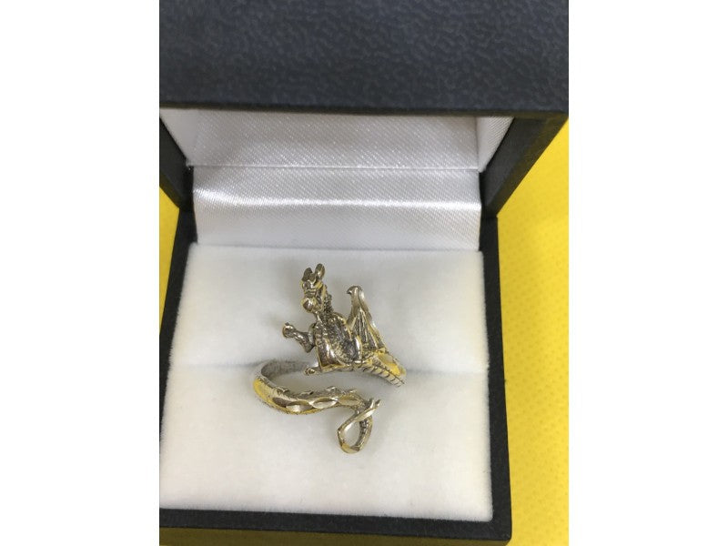 925 Sterling Silver "Dragon" Ring Size 8 (Adjustable)