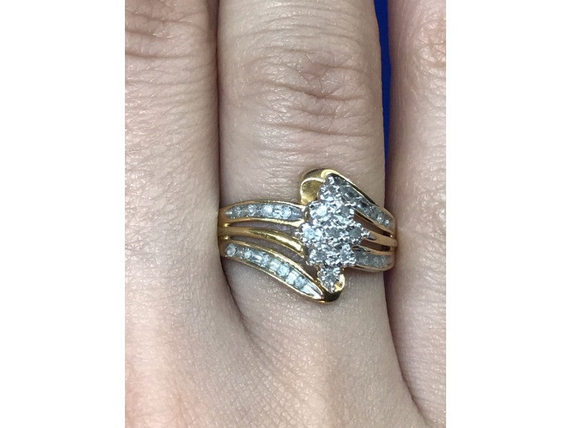 925 Sterling Silver Gold Plated CZ Ring Size 7