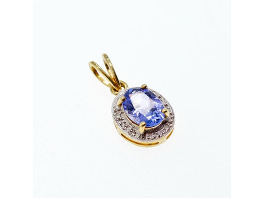 10K Yellow Gold Tanzanite & Diamonds Pendant