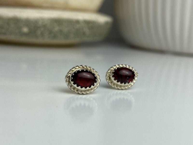 925 Sterling Silver Agate Stud Earrings