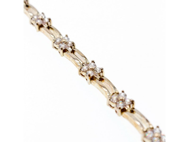 925 Sterling Silver CZ "Flowers" Bracelet