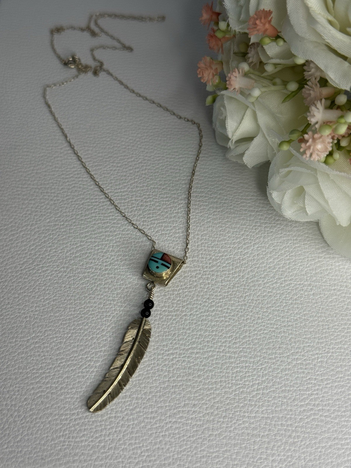 925 Sterling Silver Native American Necklace Length 20 Inch