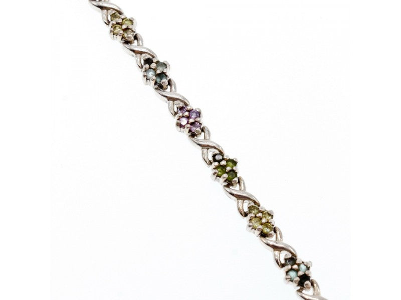 925 Sterling Silver Multi Gemstones Bracelet