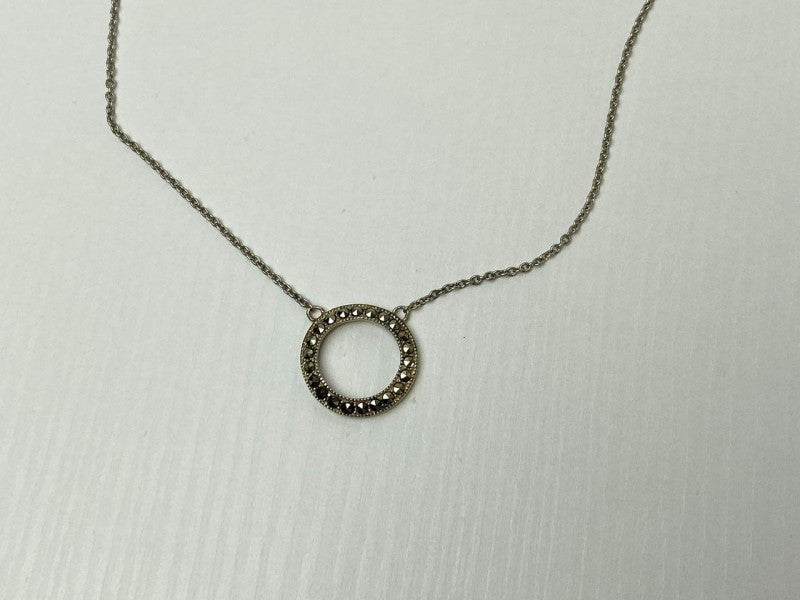 925 Sterling Silver Marcasites Pendant Necklace