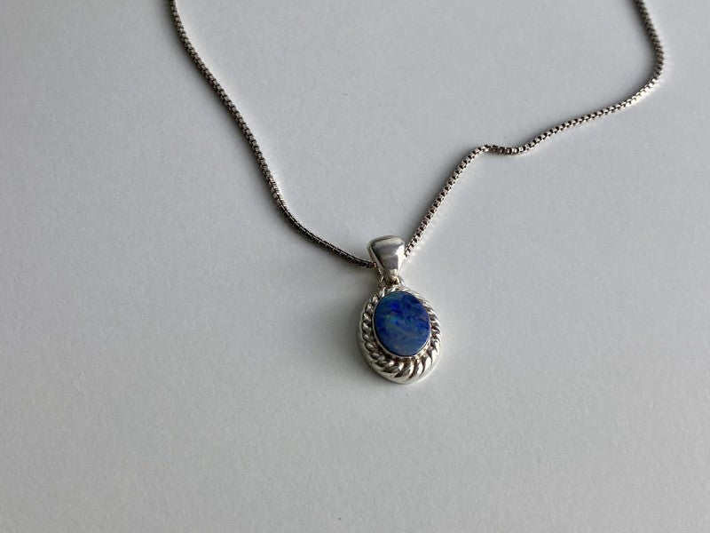 925 Sterling Silver Opal Chain With Pendant