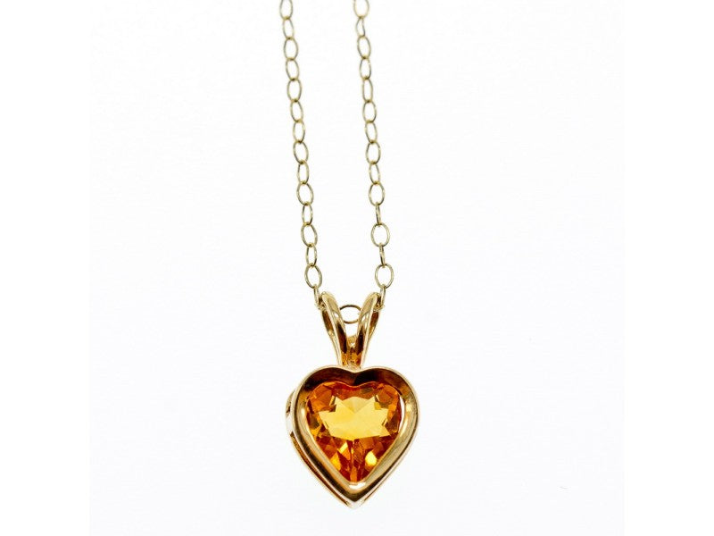14K Yellow Gold Heliodor Heart Chain With Pendant