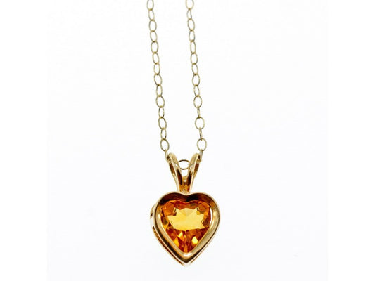 14K Yellow Gold Heliodor Heart Chain With Pendant