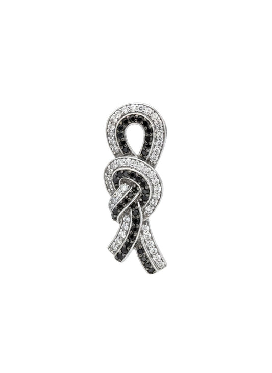10K White Gold White & Black Diamonds Pendant