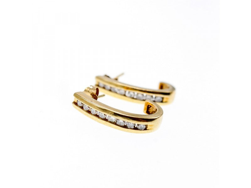 10K Yellow Gold White Sapphires Classic Stud Earrings