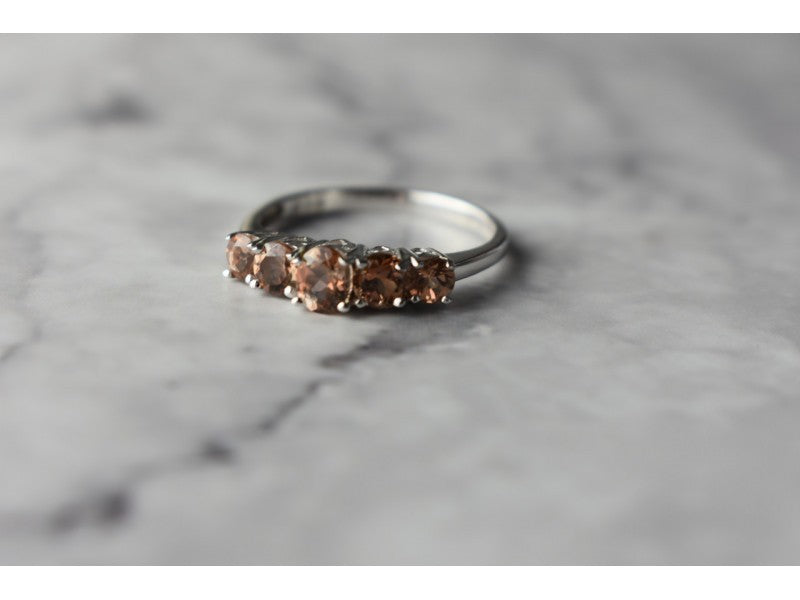 925 Sterling Silver Hessonite Ring Size 8