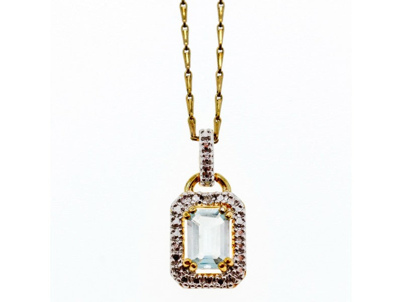 925 Sterling Silver Gold Plated Topaz Chain With Pendant