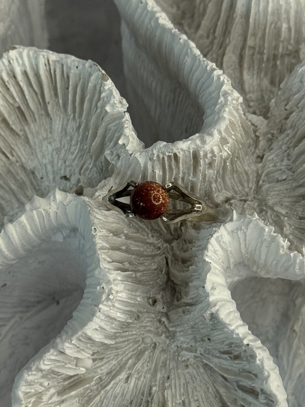 925 Sterling Silver Goldstone Ring Size 7