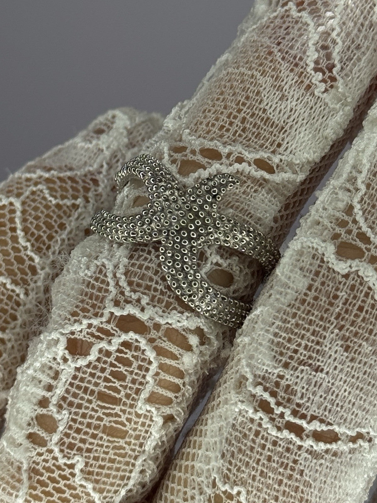 925 Sterling Silver "Sea Star" Ring Size 6-7 (Adjustable)