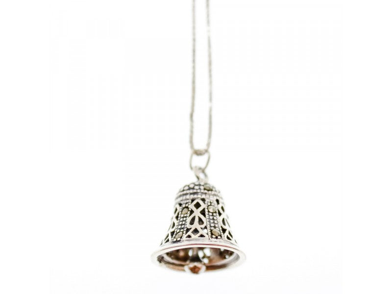 925 Sterling Silver Marcasites "Bell" Chain With Pendant