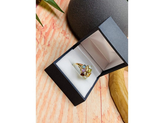 925 Sterling Silver Multi Gemstones Ring Size 9