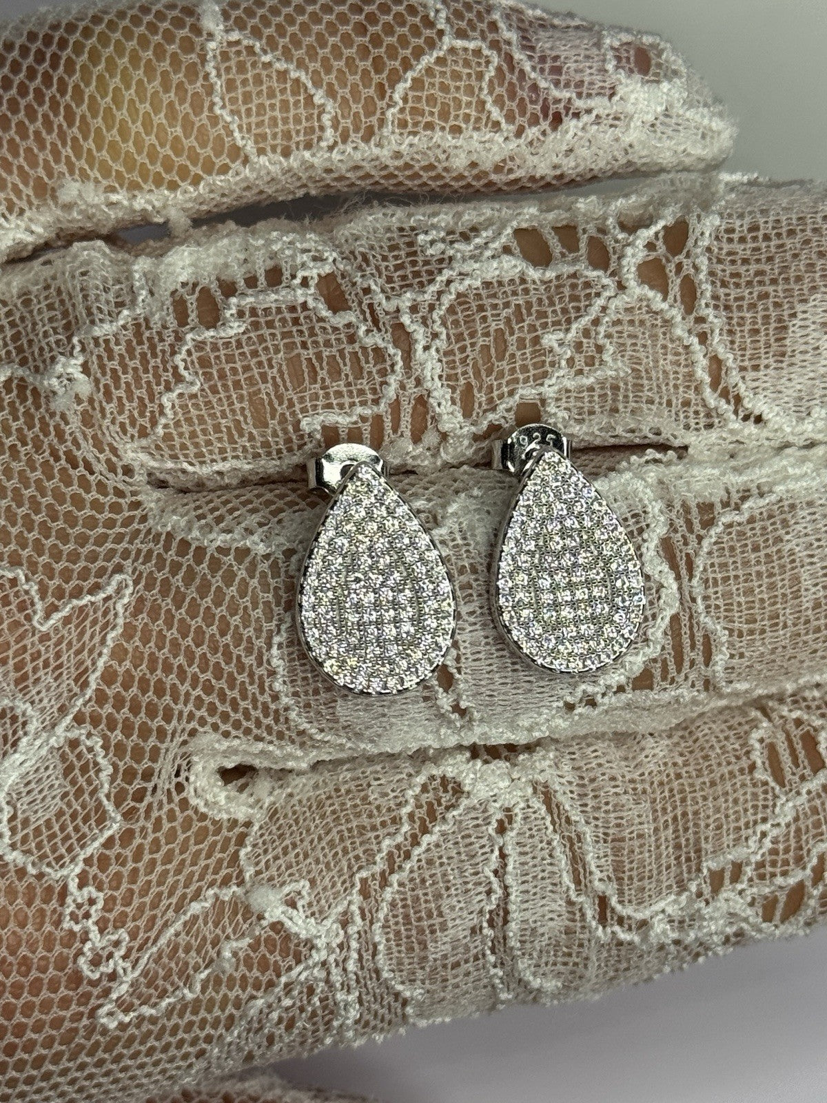 925 Sterling Silver Drop CZ Earrings Length 0.65 Inch
