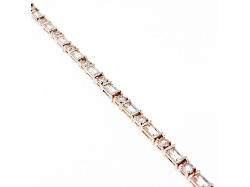 925 Sterlng Silver White/Colorless Spinel Bracelet Thailand Size 7.5 IN