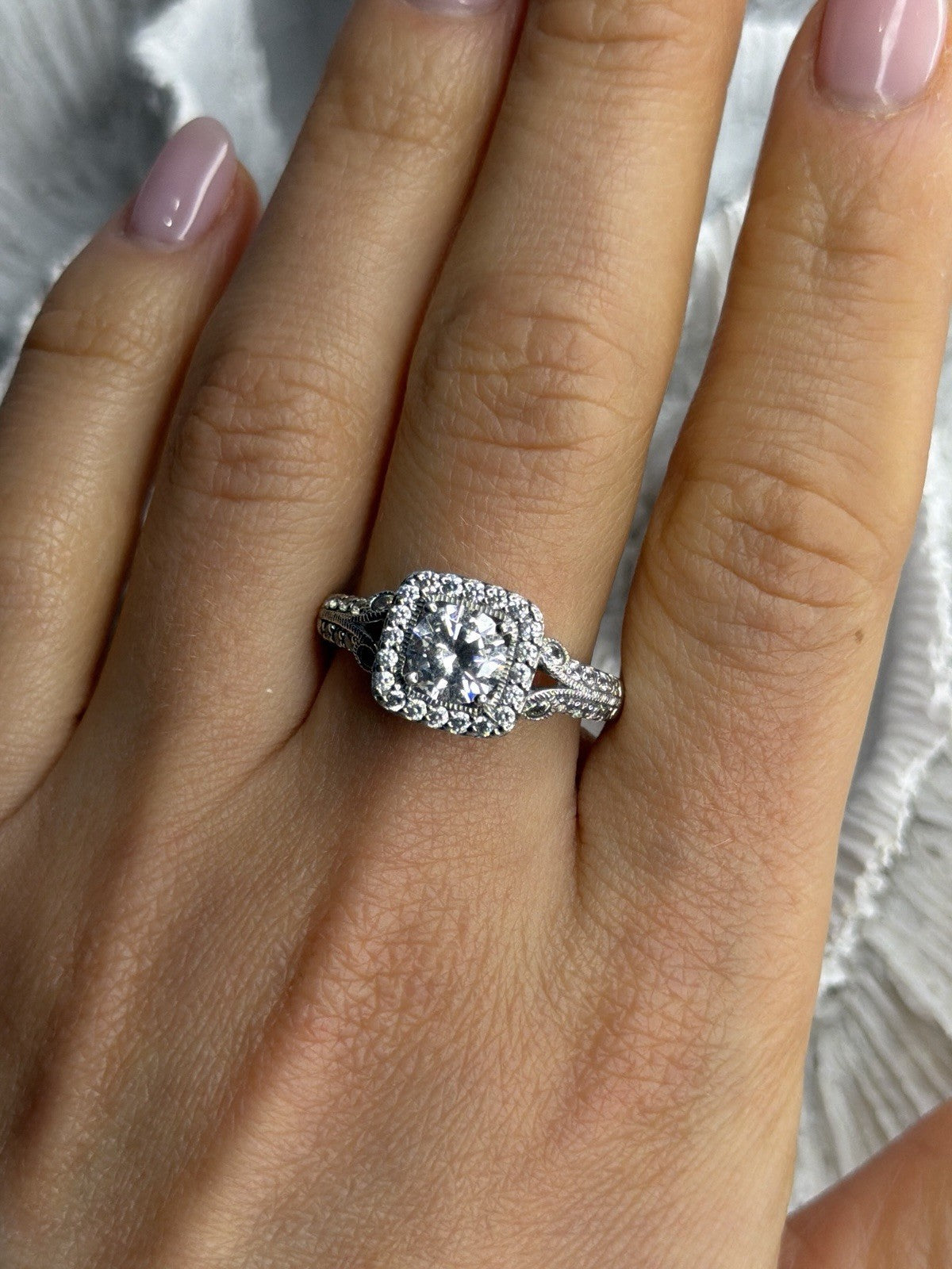 Shiny 925 Sterling Silver Cz Ring Size 10