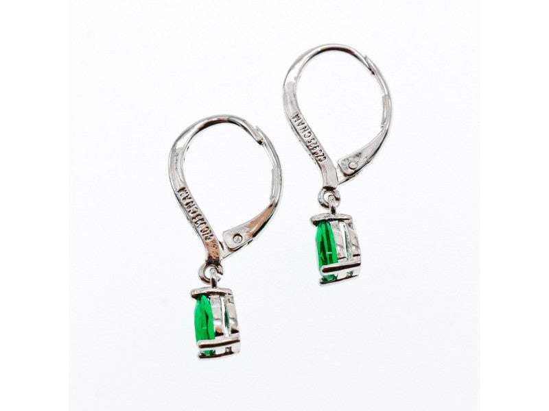 925 Sterling Silver Emerald & CZ Earrings