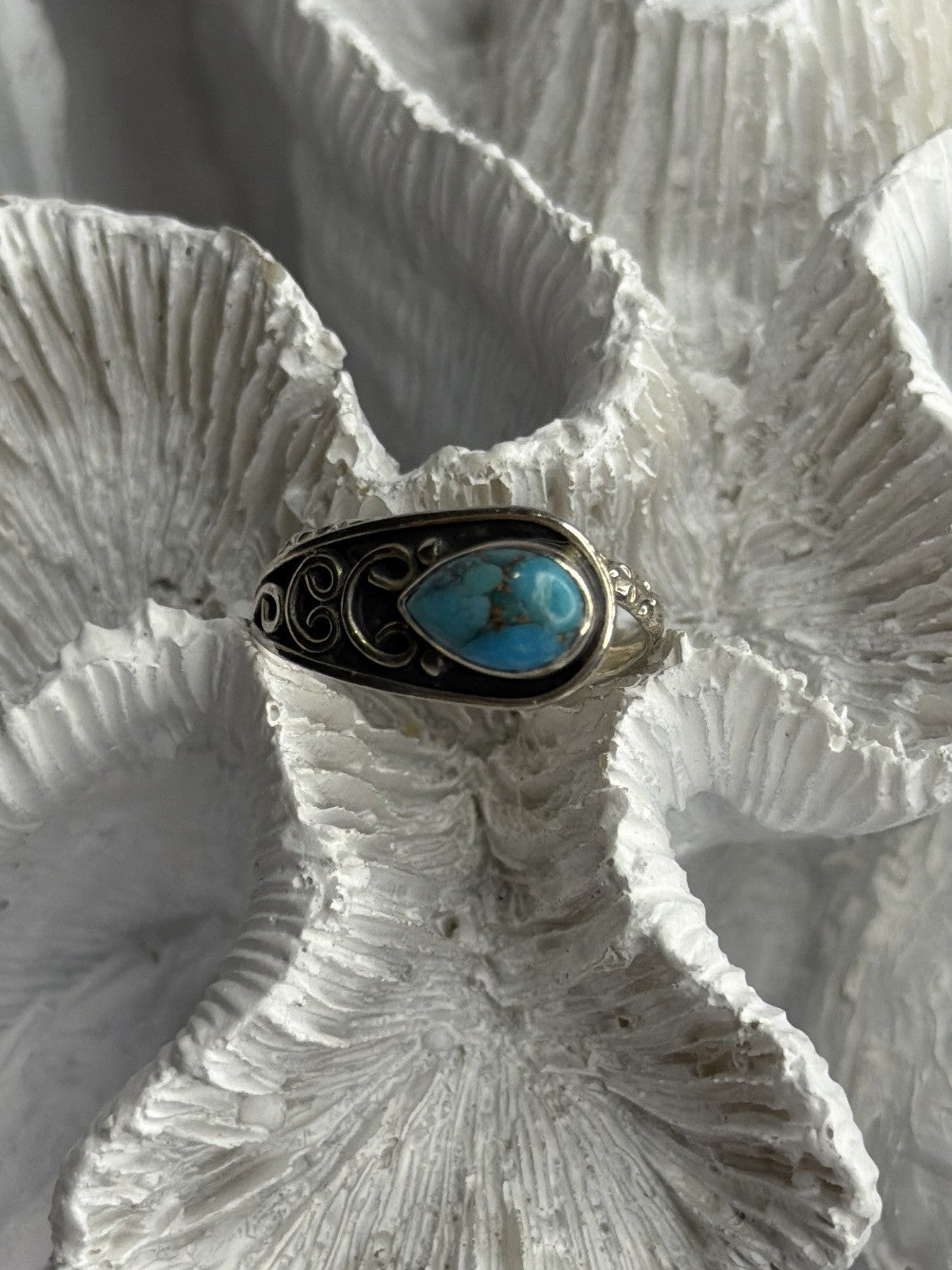 Unique Design 925 Sterling Silver Turquoise Ring Adjustable