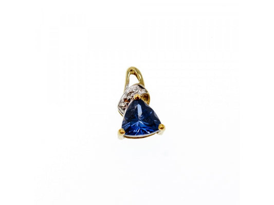 10K Yellow Gold London Blue Topaz & Diamond Pendant