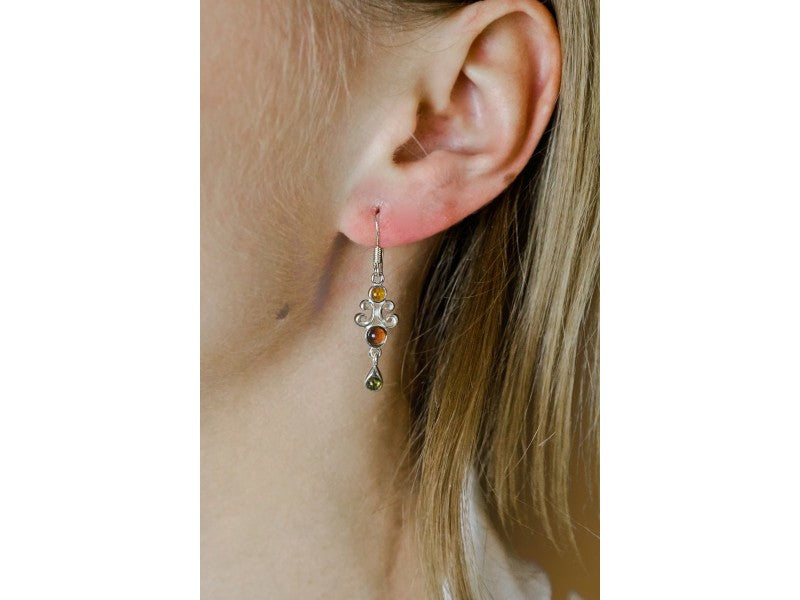 925 Sterling Silver Amber Earrings
